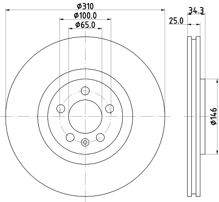 DON Bremseskive pcd15682 310mm 25mm for AUDI VW
