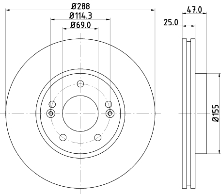 DON Bremseskive pcd22682 288mm 25mm for HYUNDAI