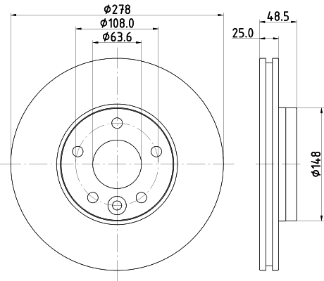 DON Bremseskive pcd15302 278mm 25mm for VOLVO