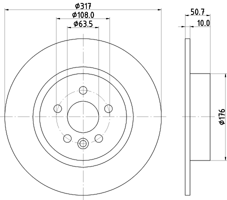 DON Bremseskive pcd17552 317mm 10mm for LAND ROVER