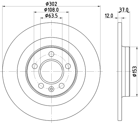 DON Bremseskive pcd17852 302mm 12mm for VOLVO LYNK & CO
