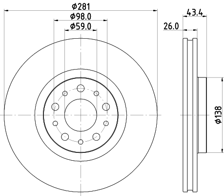 DON Bremseskive pcd17862 281mm 26mm for FIAT