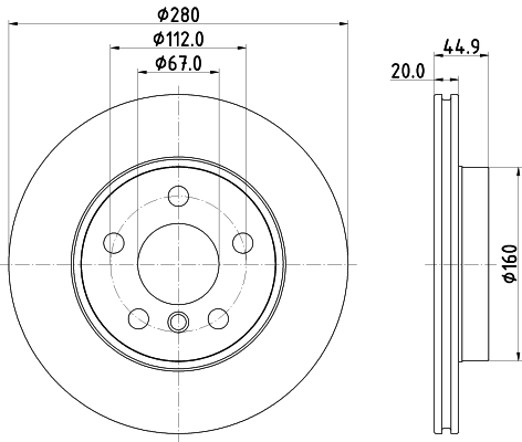 DON Bremseskive pcd20172 280mm 20mm for BMW