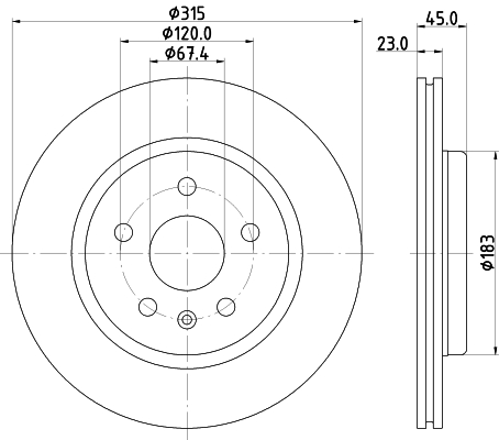 DON Bremseskive pcd20052 315mm 23mm for CADILLAC OPEL