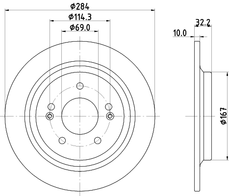 DON Bremseskive pcd20332 284mm 10mm for HYUNDAI