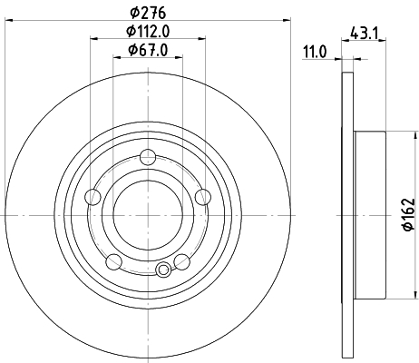 DON Bremseskive pcd20102 276mm 11mm for MERCEDES-BENZ