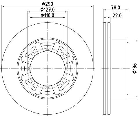 DON Bremseskive pcd20512 290mm 22mm for NISSAN RENAULT