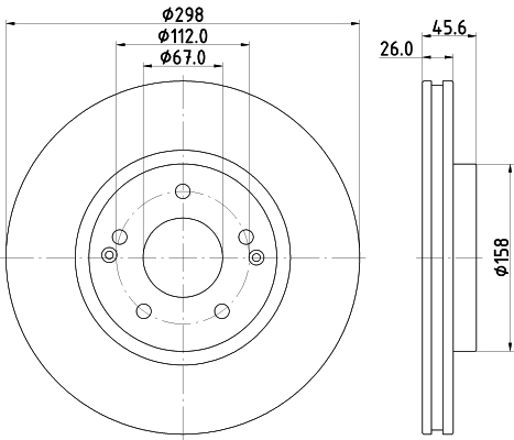 DON Bremseskive pcd20522 298mm 26mm for SSANGYONG