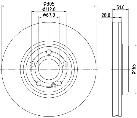 DON Bremseskive pcd20552 305mm 28mm for MERCEDES-BENZ