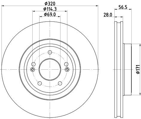 DON Bremseskive pcd20572 320mm 28mm for KIA