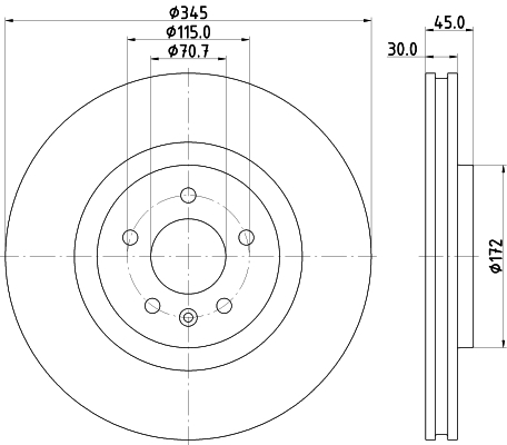 DON Bremseskive pcd20581 345mm 30mm for OPEL VAUXHALL
