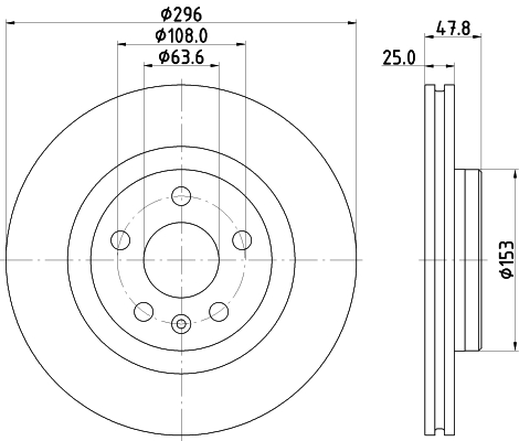 DON Bremseskive pcd20602 296mm 25mm for VOLVO LYNK & CO