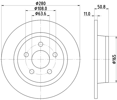 DON Bremseskive pcd21842 280mm 11mm for FORD
