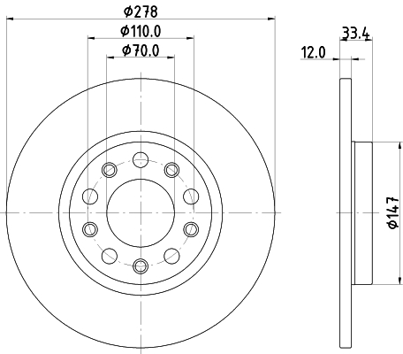 DON Bremseskive pcd21852 278mm 12mm for CHRYSLER JEEP