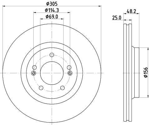 DON Bremseskive pcd22202 305mm 25mm for HYUNDAI HONDA