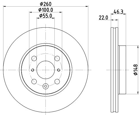 DON Bremseskive pcd23362 260mm 22mm for TOYOTA