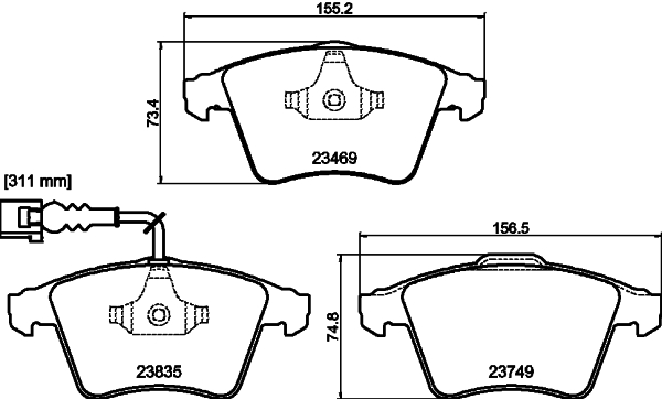 HELLA Bremseklodser 8db355021221 for VW
