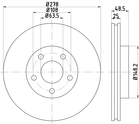 DON Bremseskive pcd10322 278mm 25mm for VOLVO FORD FORD (CHANGAN)