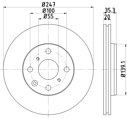 DON Bremseskive pcd18312 247mm 20mm for CITROËN PEUGEOT TOYOTA JAC