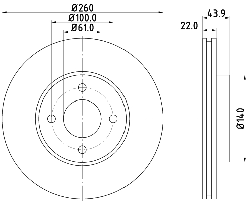DON Bremseskive pcd18662 260mm 22mm for NISSAN