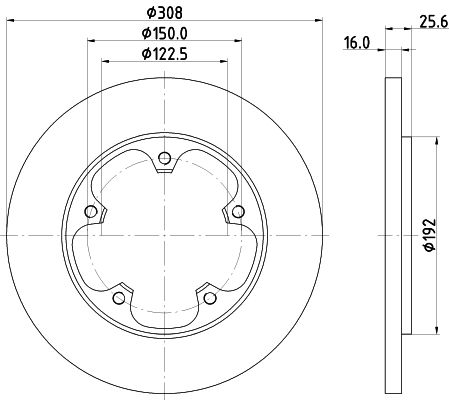 DON Bremseskive pcd19602 308mm 16mm for FORD