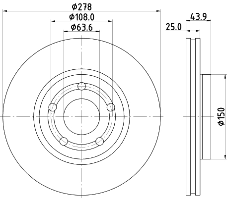DON Bremseskive pcd21992 278mm 25mm for FORD