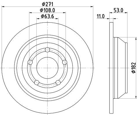 DON Bremseskive pcd21982 271mm 11mm for FORD