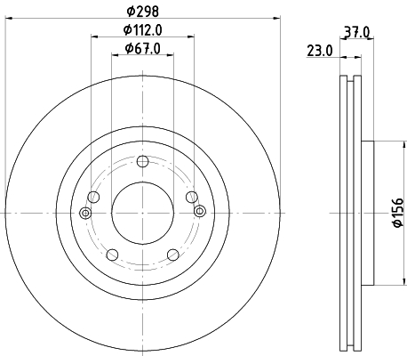 DON Bremseskive pcd22012 298mm 23mm for SSANGYONG KG MOBILITY