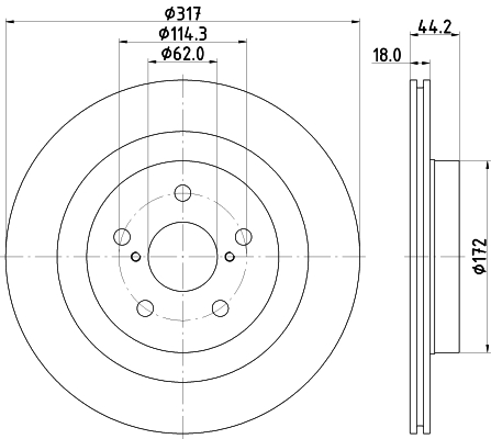 DON Bremseskive pcd22652 317mm 18mm for TOYOTA SUZUKI