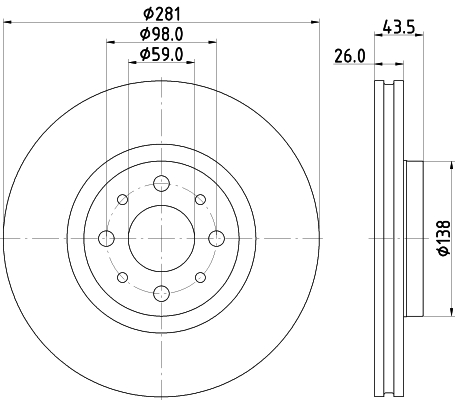DON Bremseskive pcd23282 281mm 26mm for FIAT