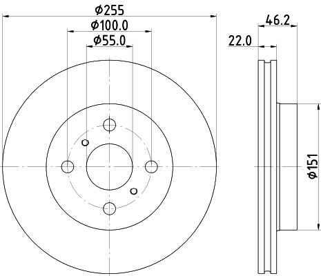 DON Bremseskive pcd23292 255mm 22mm for TOYOTA