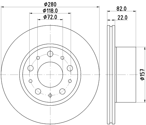 DON Bremseskive pcd23302 280mm 22mm for FIAT