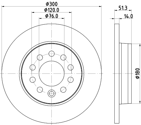 DON Bremseskive pcd23332 300mm 14mm for VW