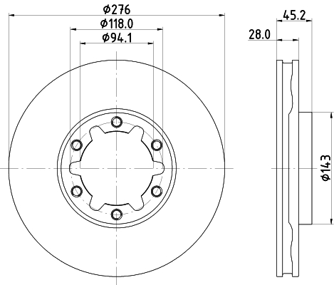 DON Bremseskive pcd22502 276mm 28mm for NISSAN
