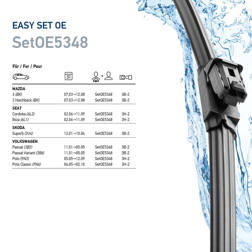 HELLA Viskerblad 9XW 358 164-011 foran for SEAT