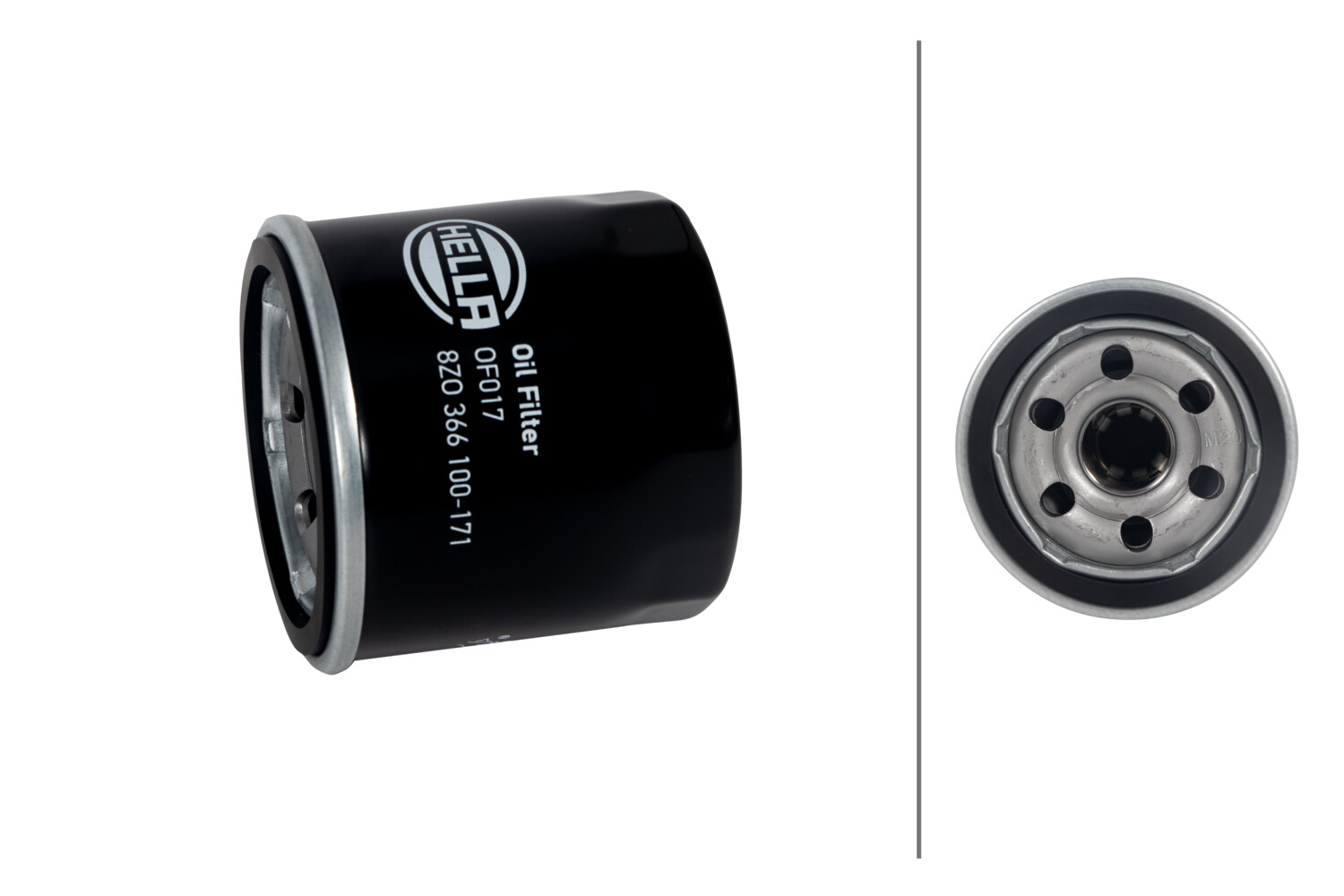 HELLA Oliefilter 8zo366100171 Påskruet 65mm M20x1,5 for SAAB SUBARU MAZDA SAMSUNG KIA NAZA KIA (DYK) FORD HONDA MITSUBISHI NISSAN NISSAN (DFAC) INFIN