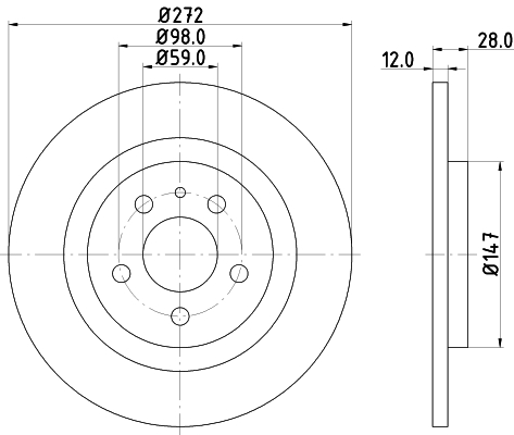 DON Bremseskive pcd21442 272mm 12mm for FIAT PEUGEOT CITROËN