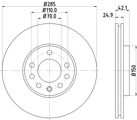 DON Bremseskive pcd10452 285mm 25mm for VAUXHALL SAAB FIAT PUMA