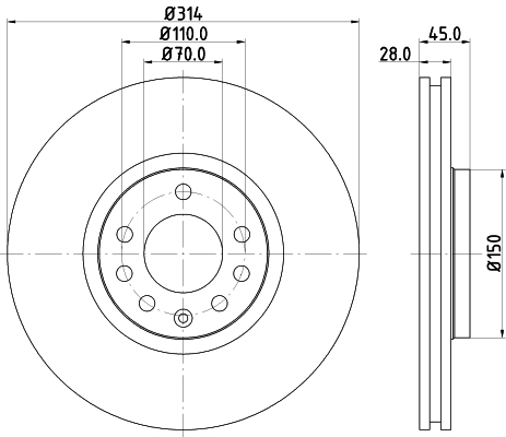 DON Bremseskive pcd13622 314mm 28mm for OPEL SAAB GENERAL MOTORS