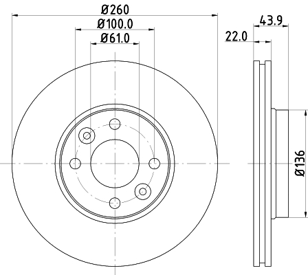 DON Bremseskive pcd10212 260mm 22mm for RENAULT NISSAN