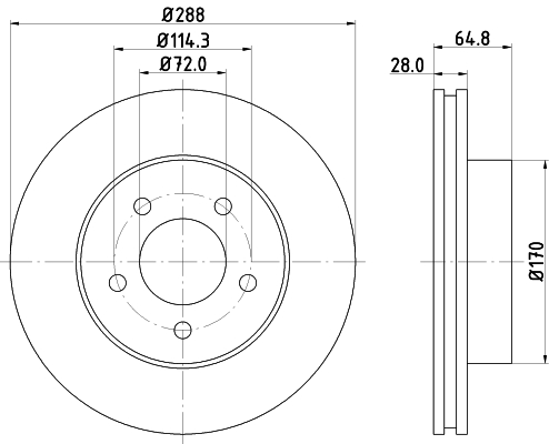 DON Bremseskive pcd18352 288mm 28mm for JEEP