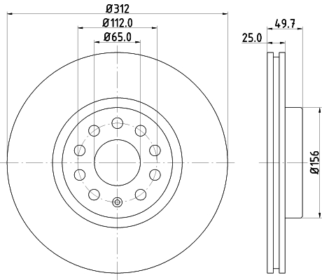 DON Bremseskive pcd10052 312mm 25mm for AUDI (FAW) SKODA (SVW) VW (SVW) VW SEAT SKODA VW (FAW) AUDI