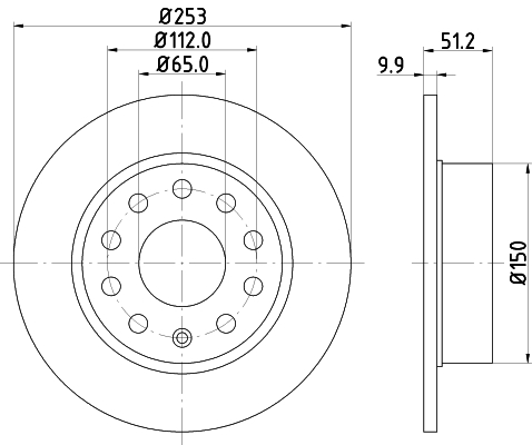 DON Bremseskive pcd10012 253mm 10mm for AUDI VW (SVW) SEAT