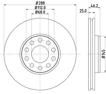 DON Bremseskive pcd10682 288mm 25mm for VW SKODA