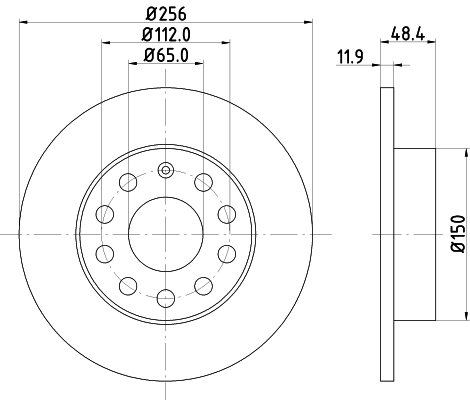 DON Bremseskive pcd10122 256mm 12mm for SKODA (SVW)