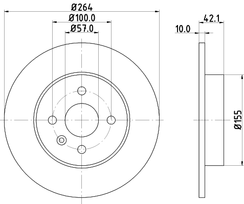 DON Bremseskive pcd10782 264mm 10mm for VAUXHALL OPEL