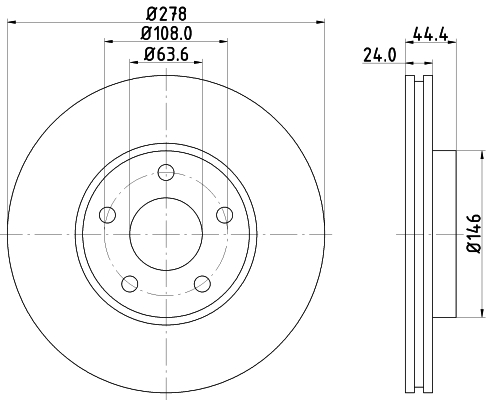 DON Bremseskive pcd18732 278mm 24mm for FORD