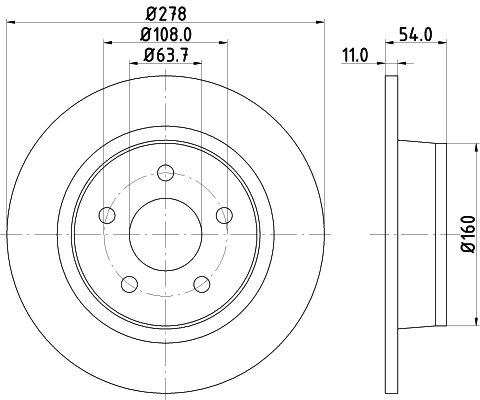 DON Bremseskive pcd12902 278mm 11mm for FORD