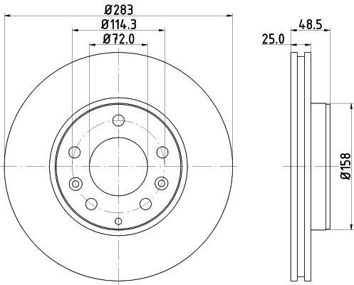DON Bremseskive pcd20762 283mm 25mm for MAZDA