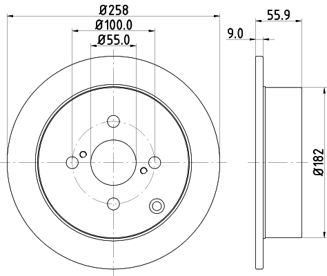 DON Bremseskive pcd11382 258mm 9mm for TOYOTA